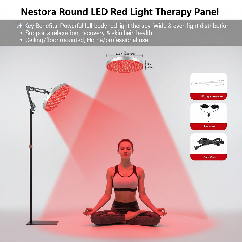 Nestora Round LED Red Light Therapy Panel – Full-Body Wellness & Relaxation Light Therapy